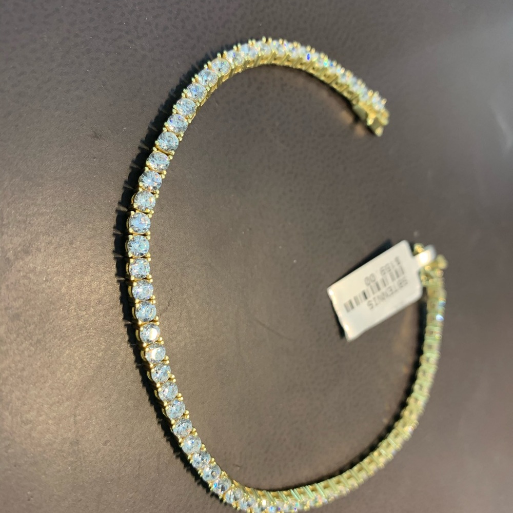 Tennis bracelet 10k gold over 925 silver lay 4mm